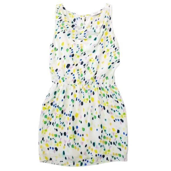 Axara Paris Dress 100% Silk Size 42 White Multicolor Cowl Neck Sleeveless Y2K - Picture 9 of 13